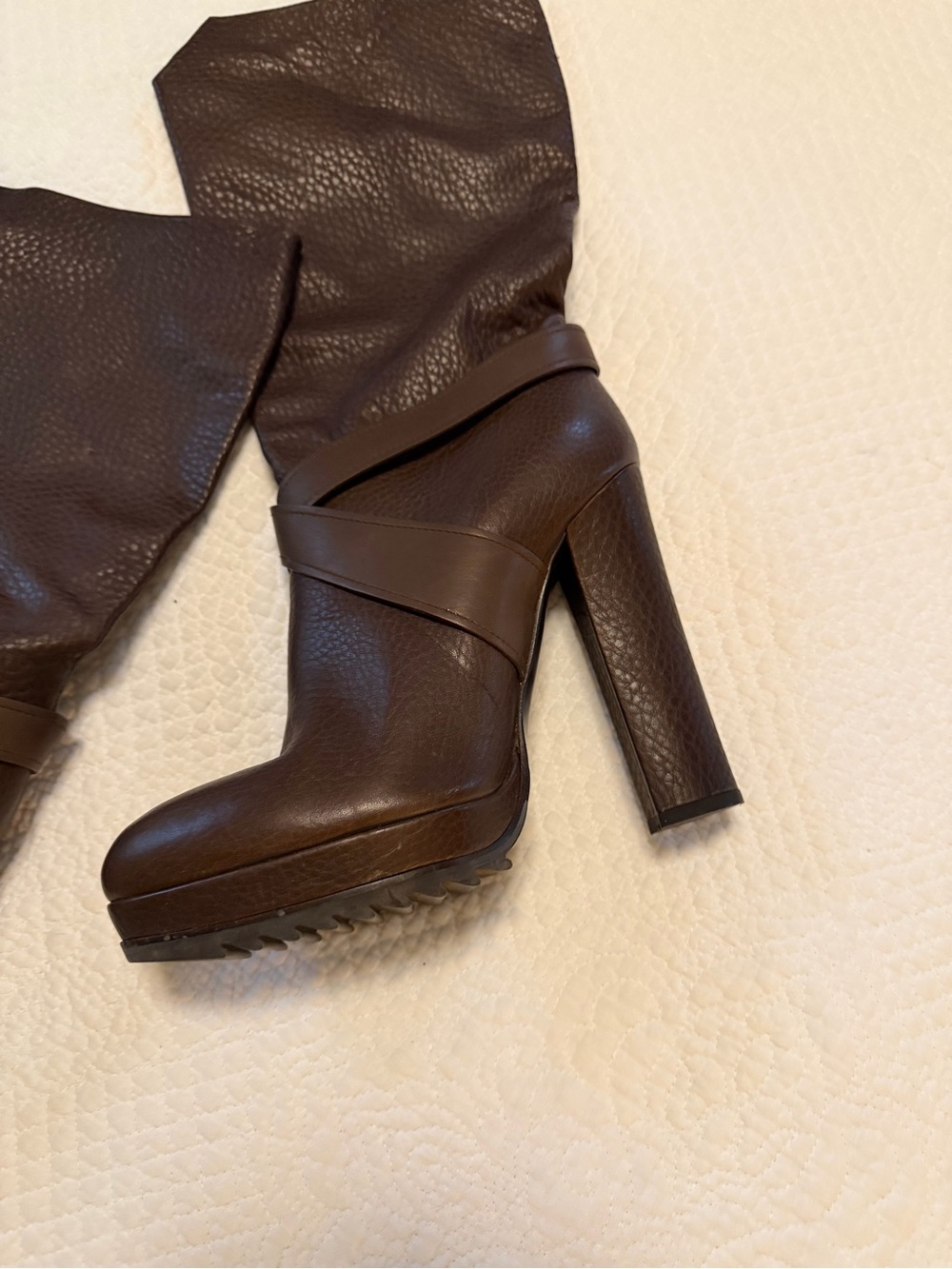 Bottega Veneta Dark Brown Platform Knee Boots